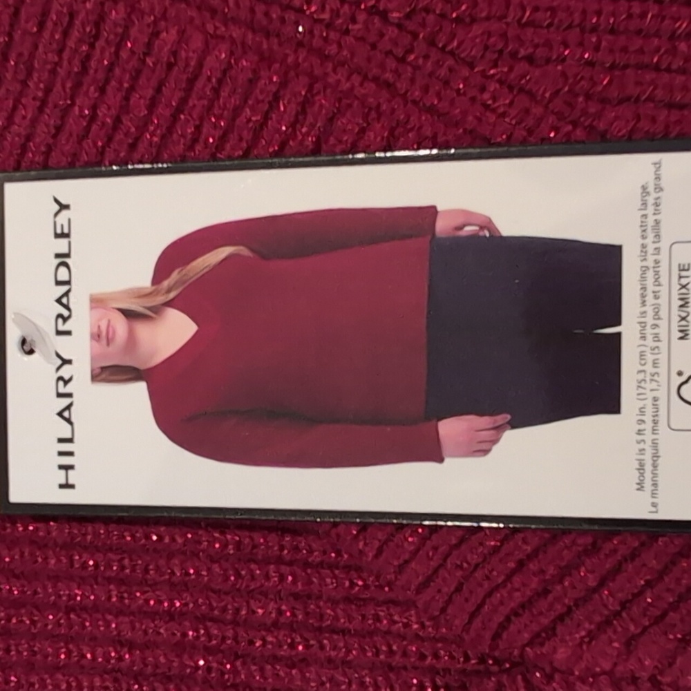 XXL: Hilary Radley Sparkly V Neck long sleeve sweater